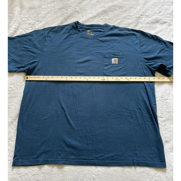 Carhartt T-Shirt Men's 2XL Tall Short Sleeve Pocket Logo Workwear Blue K87 984 - Picture 4 of 6